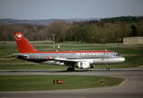 Northwest Airbus with reversers deployed at 
ALB